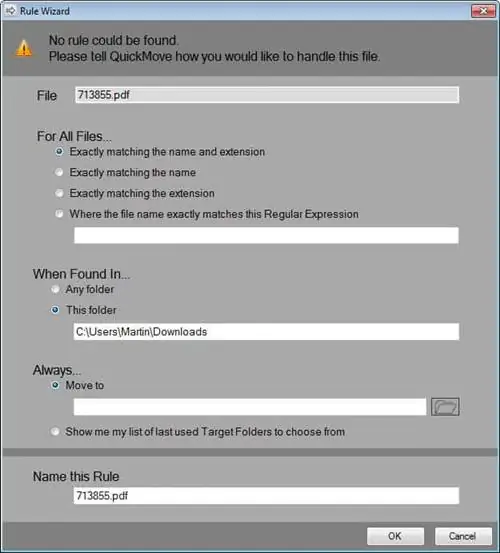 QuickMove позволяет автоматически перемещать файлы в Windows