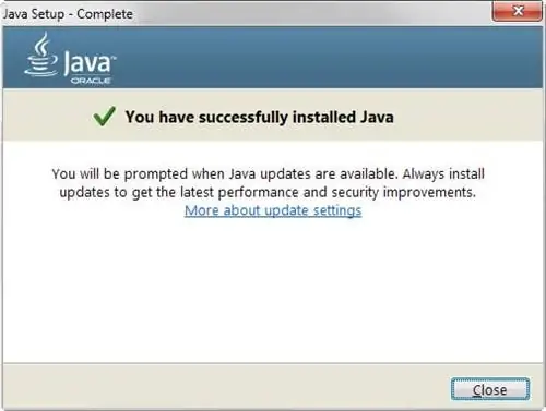 java установить успешно