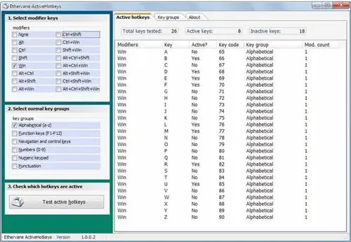 Показать все активные горячие клавиши Windows
