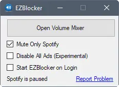 EZBlocker блокирует рекламу в Spotify