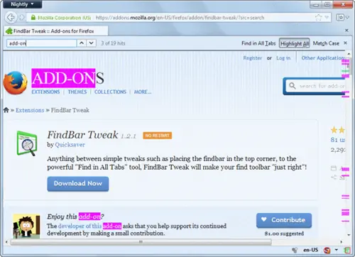 настройки панели поиска