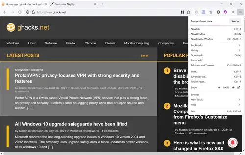 Как исправить пользовательский интерфейс Firefox 89