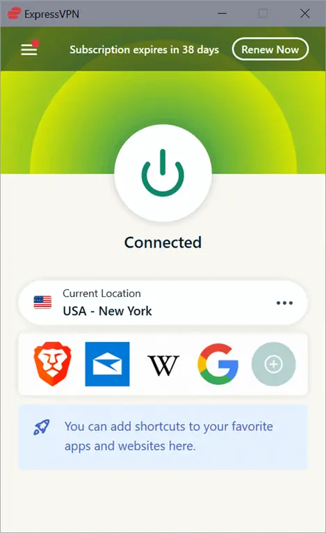 Окна интерфейса ExpressVPN Окна интерфейса ExpressVPN