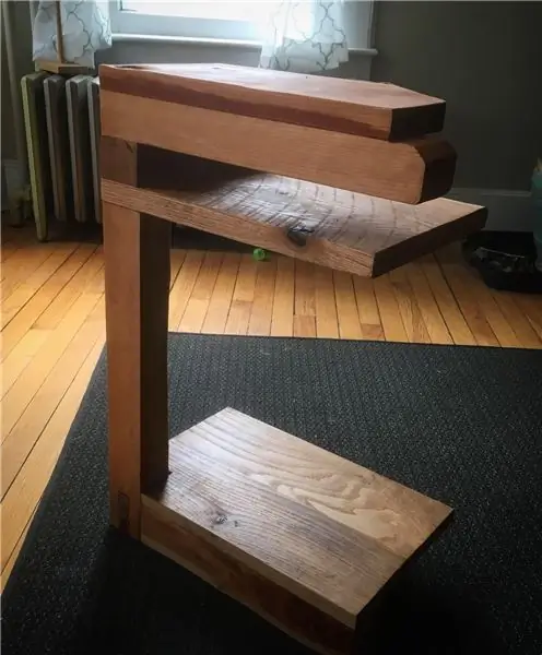 Современная тумбочка / столик из дуба и вишни