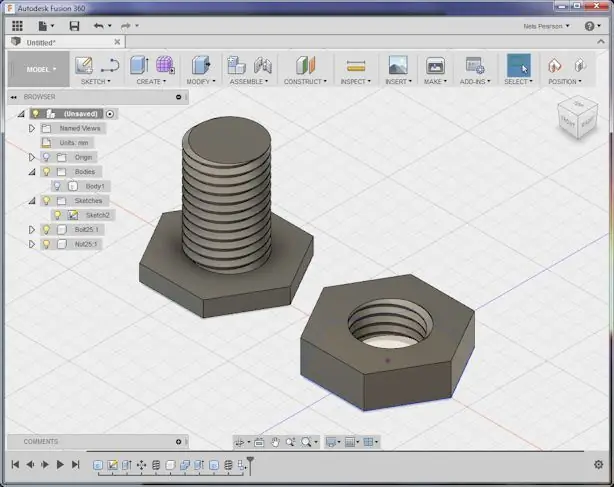 Резьбовые гайка и болт с Fusion 360 Резьбовые гайка и болт с Fusion 360