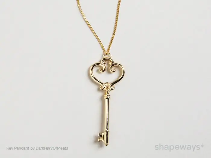 Золотой ключ shapeways, напечатанный на 3D-принтере Золотой ключ shapeways, напечатанный на 3D-принтере