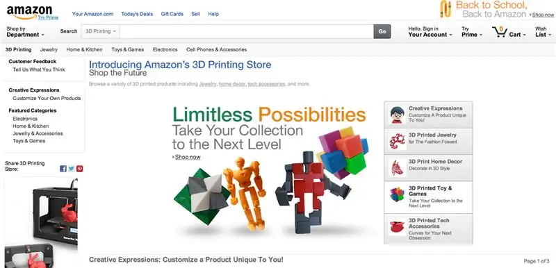 Amazon предлагает 3D-печатную продукцию Amazon предлагает 3D-печатную продукцию