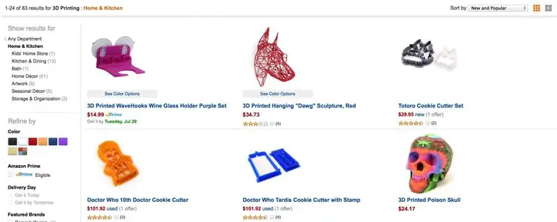 снимок экрана: Amazon открывает страницу продукта 3D-печати снимок экрана: Amazon открывает страницу продукта 3D-печати