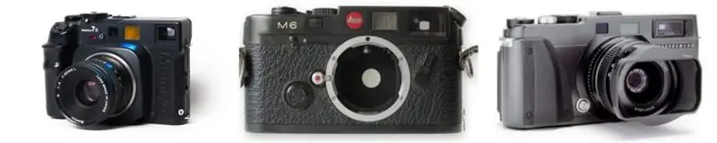 Три камеры, использованные Паулем Кольхауссеном для создания PK-6142016. Слева направо: Mamiya 7, серия Leica M и Hasselblad XPan. Фото через: фотографии Криса Форда, freestylephoto.biz и mir.com.my