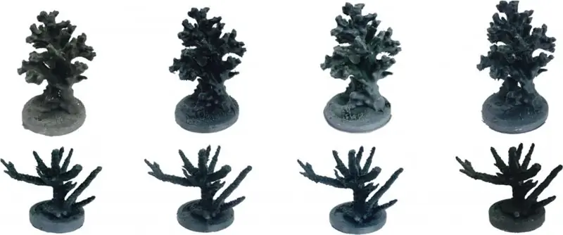 3D-печатные копии кораллов P. damicornis и A. formosa.