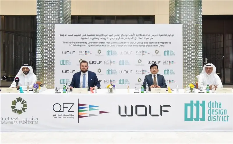 Церемония объявления о партнерстве между QFZA, WOLF Group и Msheireb Properties состоялась в Doha Design District.