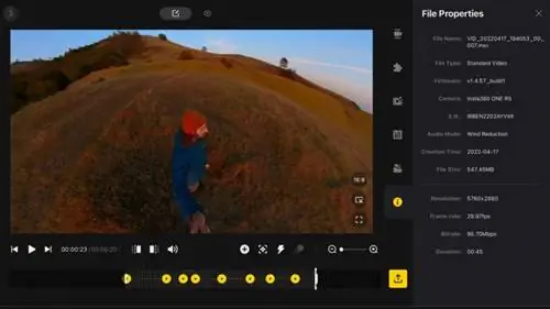 Insta360 Studio используется для создания ключевых кадров в движениях камеры после съемки видео.