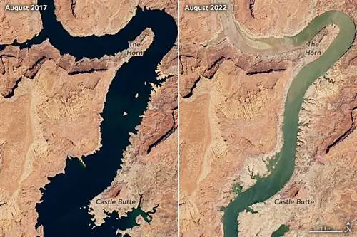 Снимки НАСА показывают, что второе по величине водохранилище США сокращается