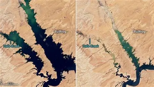 Снимки НАСА показывают, что второе по величине водохранилище США сокращается