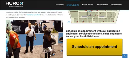 Рисунок 5: Целевая страница Hurco