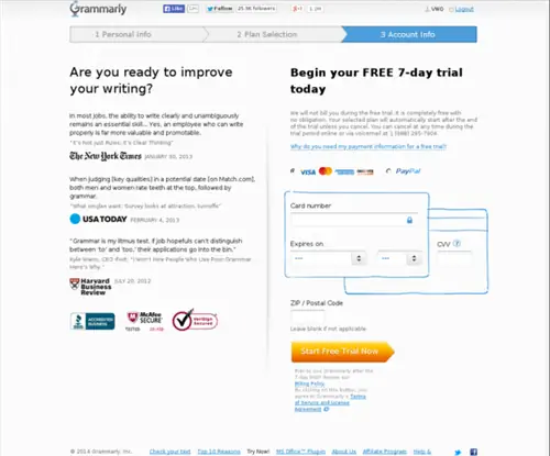 Грамматика, по умолчанию, целевая страница, A/B-тест