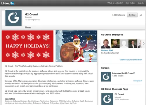 Страница компании G2 Crowd Linkedin