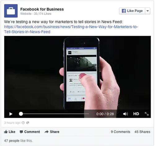 Видеообъявления на ФБ