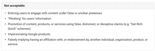 Примеры контента, вводящего в заблуждение 800 x 267