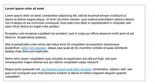 Контент с более короткими абзацами и двумя встроенными текстовыми ссылками - изображение.
