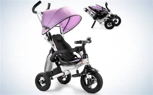 Детский трехколесный велосипед Costzon, складная прогулочная коляска 6-в-1