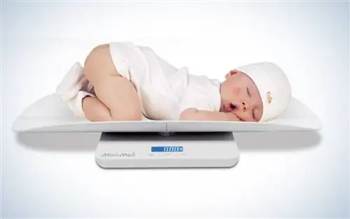 Детские весы, цифровые весы для домашних животных, весы для малышей, весы для младенцев с кг/фунтами/унциями для точного измерения детей/домашних животных (макс.: 220 фунтов) и функцией удержания, синяя подсветка, лоток для высоты