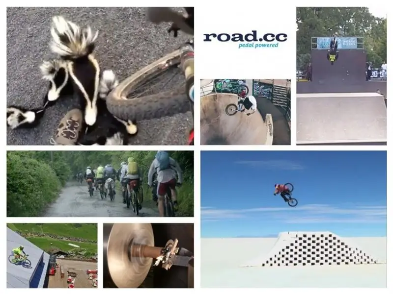 Видео: Велосипедиста остановила семья скунсов, жестокость дисковых тормозов & трюков в изобилии