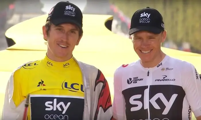 Герайнт Томас говорит, что Крис Фрум был одет в саронг, который «не оставлял ничего для воображения», когда пара впервые встретилась