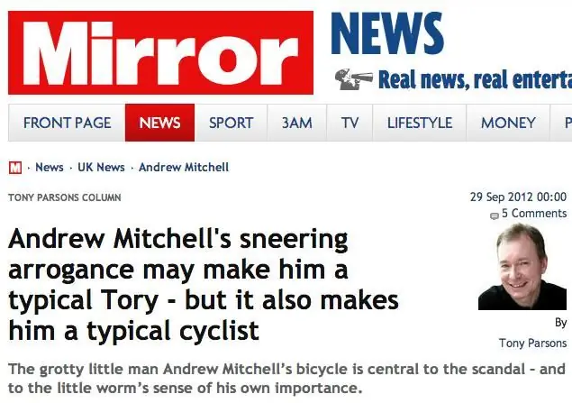 Обозреватель Daily Mirror становится сторонником борьбы с велосипедистами