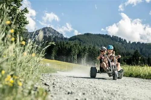 Трехколесные горные тележки в Санкт-Иоганне оснащены двойной системой отключения цепи.