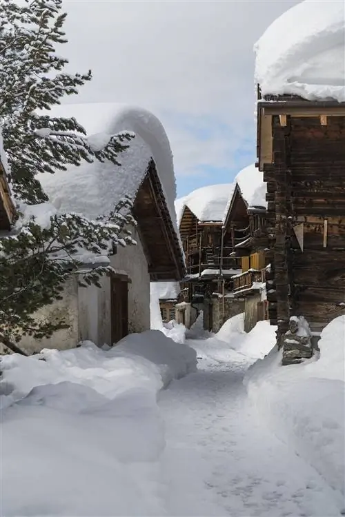 Заснеженные крыши шале.