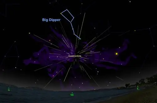 Метеоры Квадрантиды появляются прямо под Большой Медведицей.