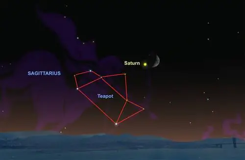 14 октября Сатурн приблизится к «чайнику», входящему в созвездие Стрельца.