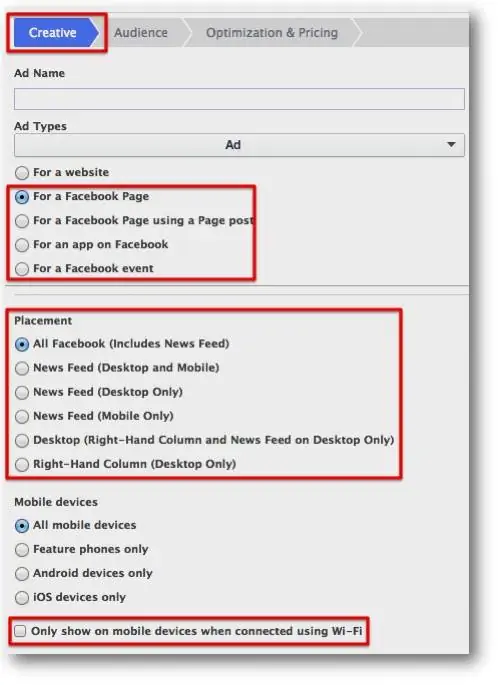 Facebook контролирует размещение рекламы