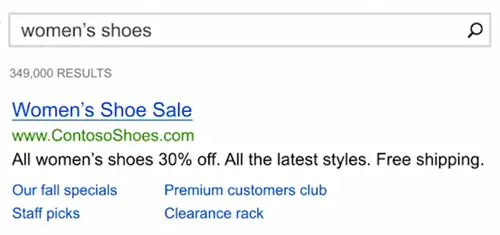 bing-sitelinks-extension-женская-обувь