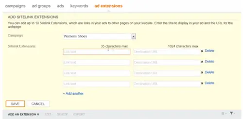 настройка расширения-расширения-bing-ad-sitelinks