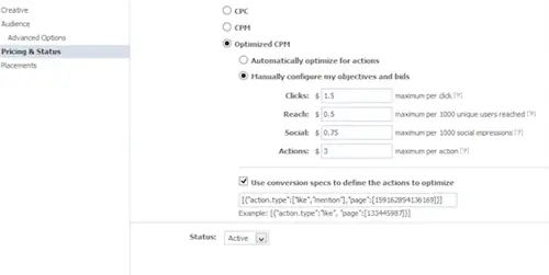 оптимизированная цена за тысячу показов по ценам и статусу