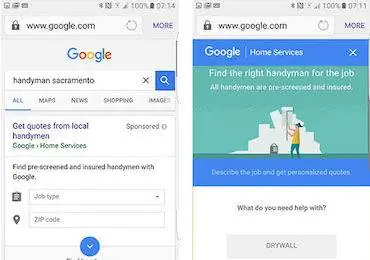 Реклама домашних услуг Google появляется в мобильном поиске (затем снова исчезает)