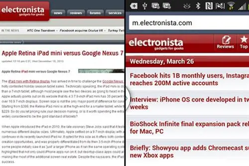 Электрониста мобильное перенаправление