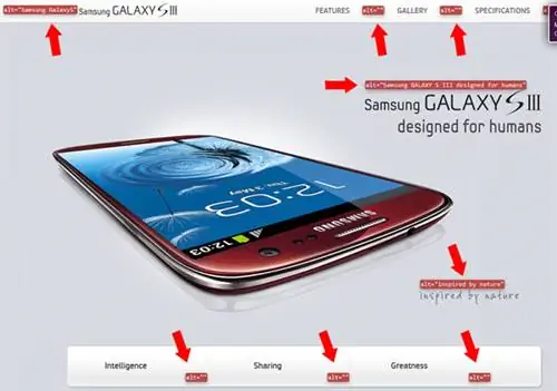Веб-разработчик отображает альтернативные атрибуты