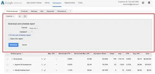 Отчет AdWords о загрузке и расписании