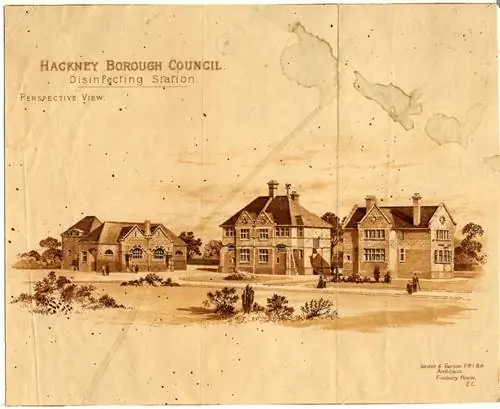 Станция дезинфекции общественного здравоохранения на Милфилдс-Роу, около 1912 г.