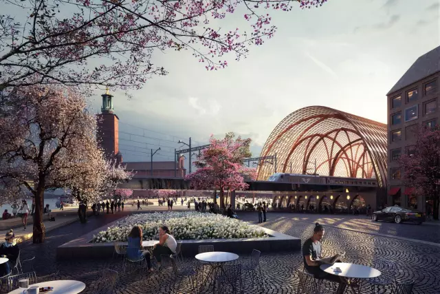 Utopia Arkitekter предлагает публичный парк в Стокгольме, окутанный стеклом